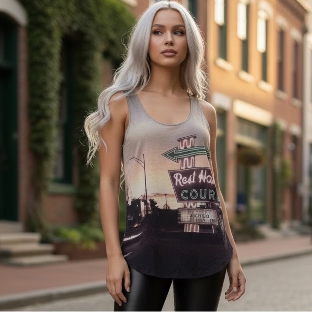Alysi Made In Italy Luxury Tank Top, Rest California Print, NWT, $895MSRP
